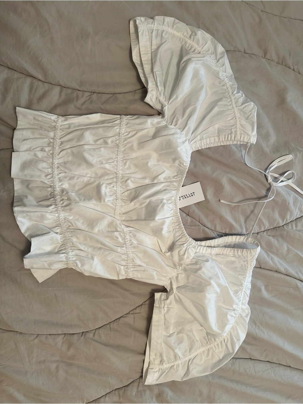 10 Crosby Derek Lam White Puff Sleeve Crop Top
